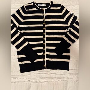 Zara Black and White Striped Cardigan